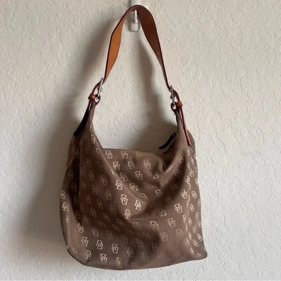 DOONEY AND BOURKE Monogram DB Canvas Shoulder Handbag Purse Bag - Picture 1 of 15